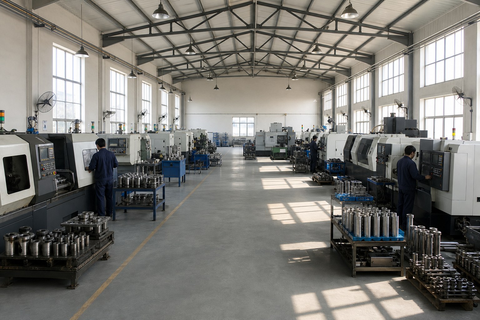 Machining workshop for rock drill components